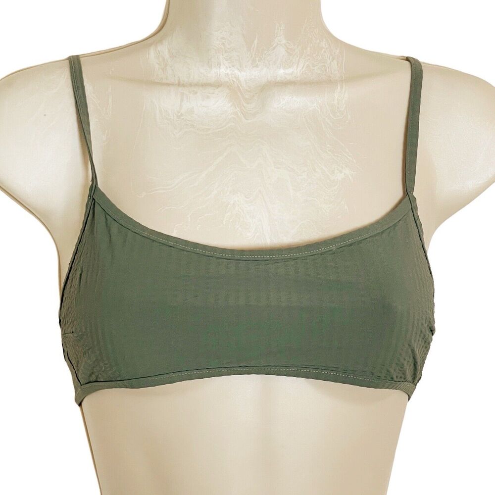 COS Bandeaux Bra Bralette‎ Size 4 Olive Green Double Layer Minimalist